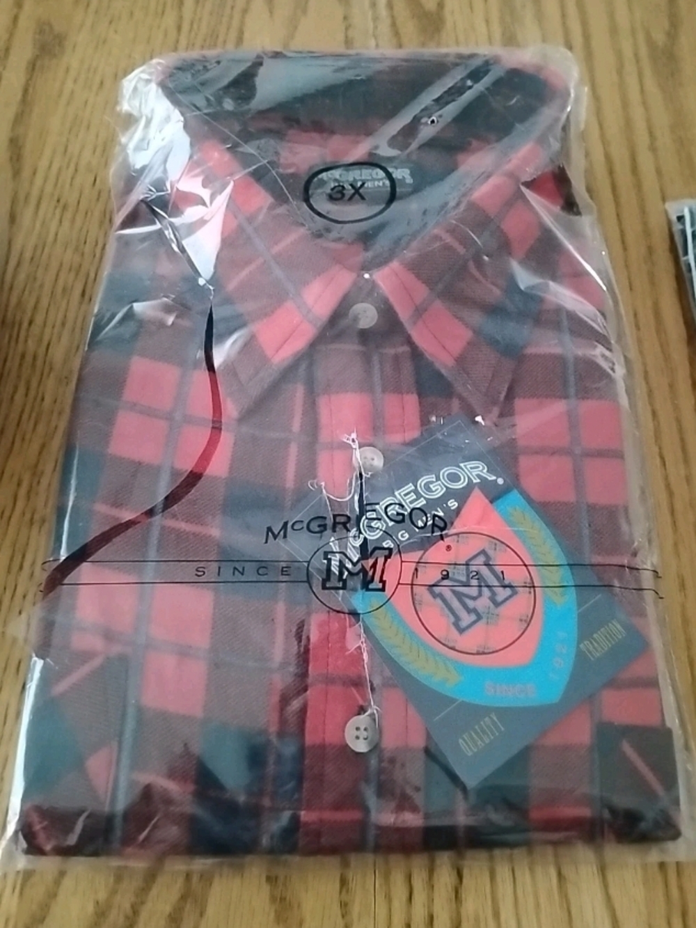 McGregor Men’s Red and Black Plaid Button-Down Shirt